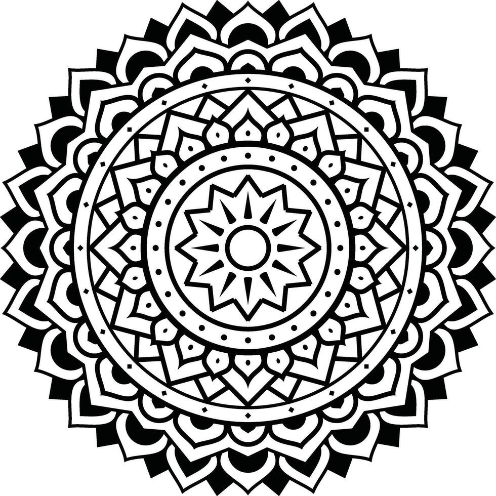 svart och vit blommig vektor mandala design