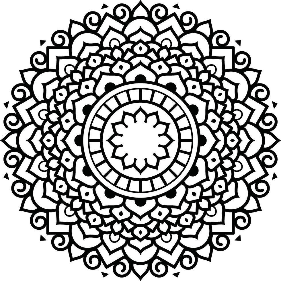 schwarz und Weiß Blumen- Vektor Mandala Design
