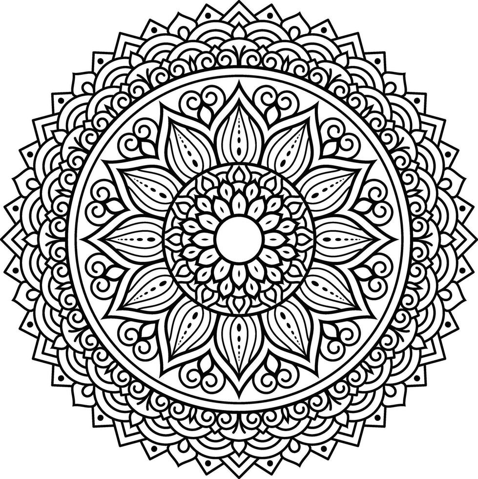 svart och vit blommig vektor mandala design