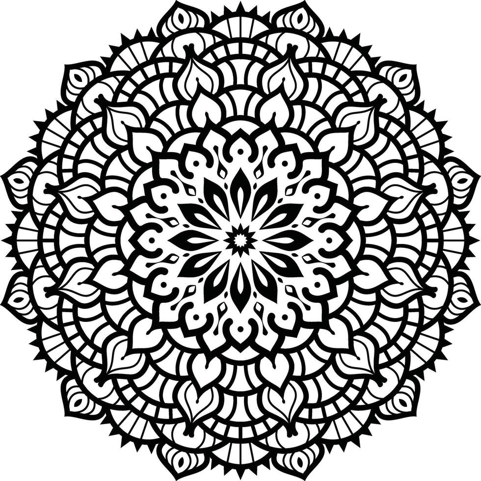 schwarz und Weiß Blumen- Vektor Mandala Design