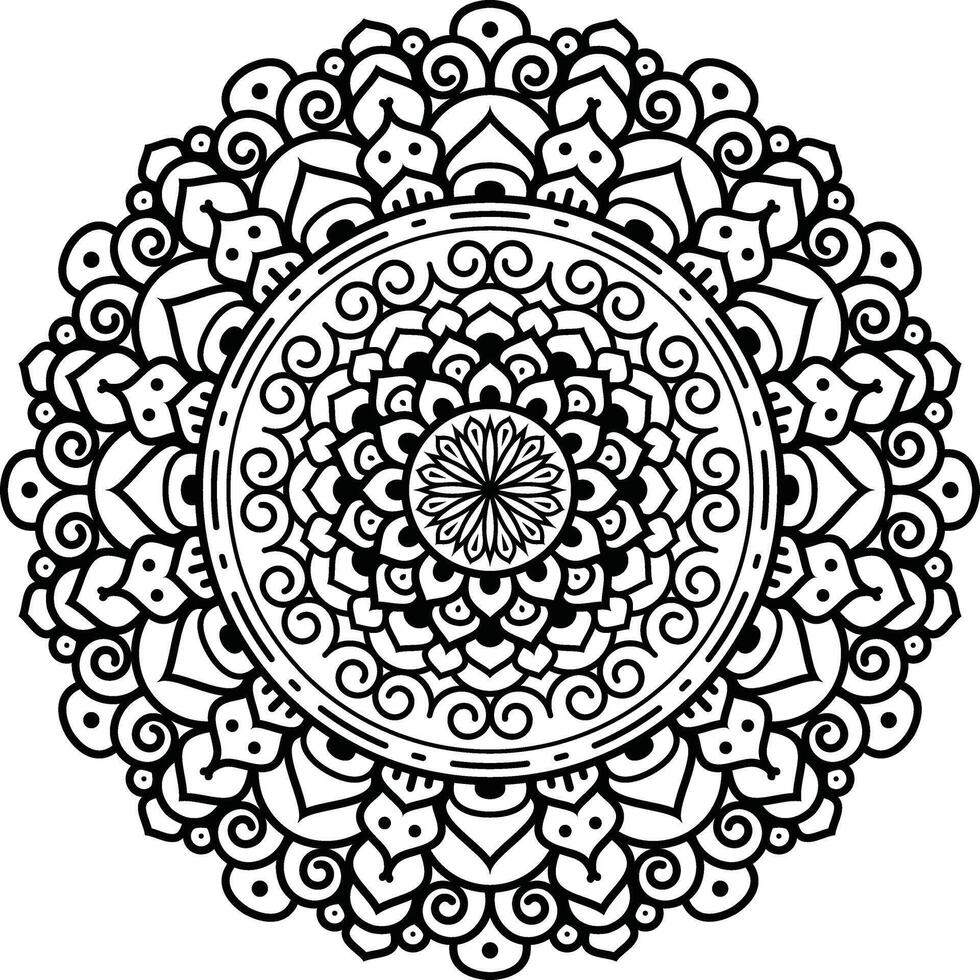 schwarz und Weiß Blumen- Vektor Mandala Design