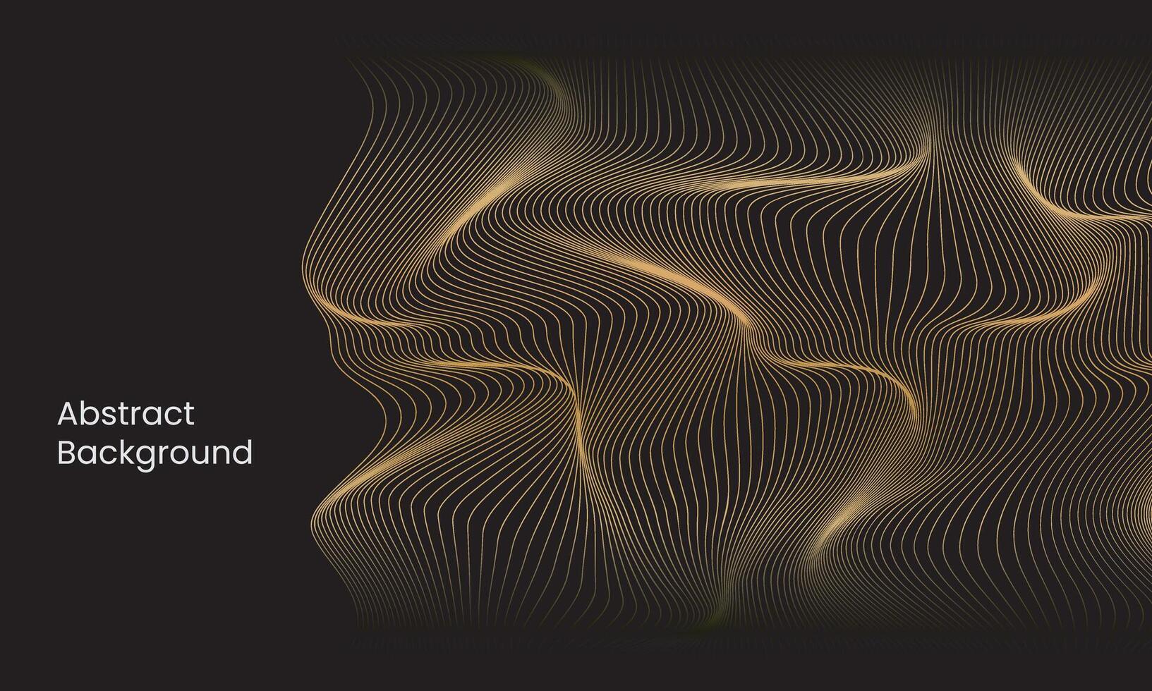 Vektor wellig Linien Muster glatt Kurve fließend dynamisch Gold Gradient Licht isoliert auf schwarz Hintergrund zum Luxus