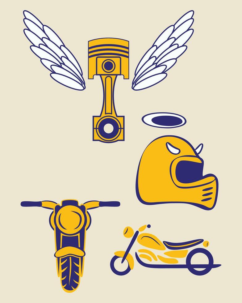 motorcykel bricka illustration logotyp samling vektor