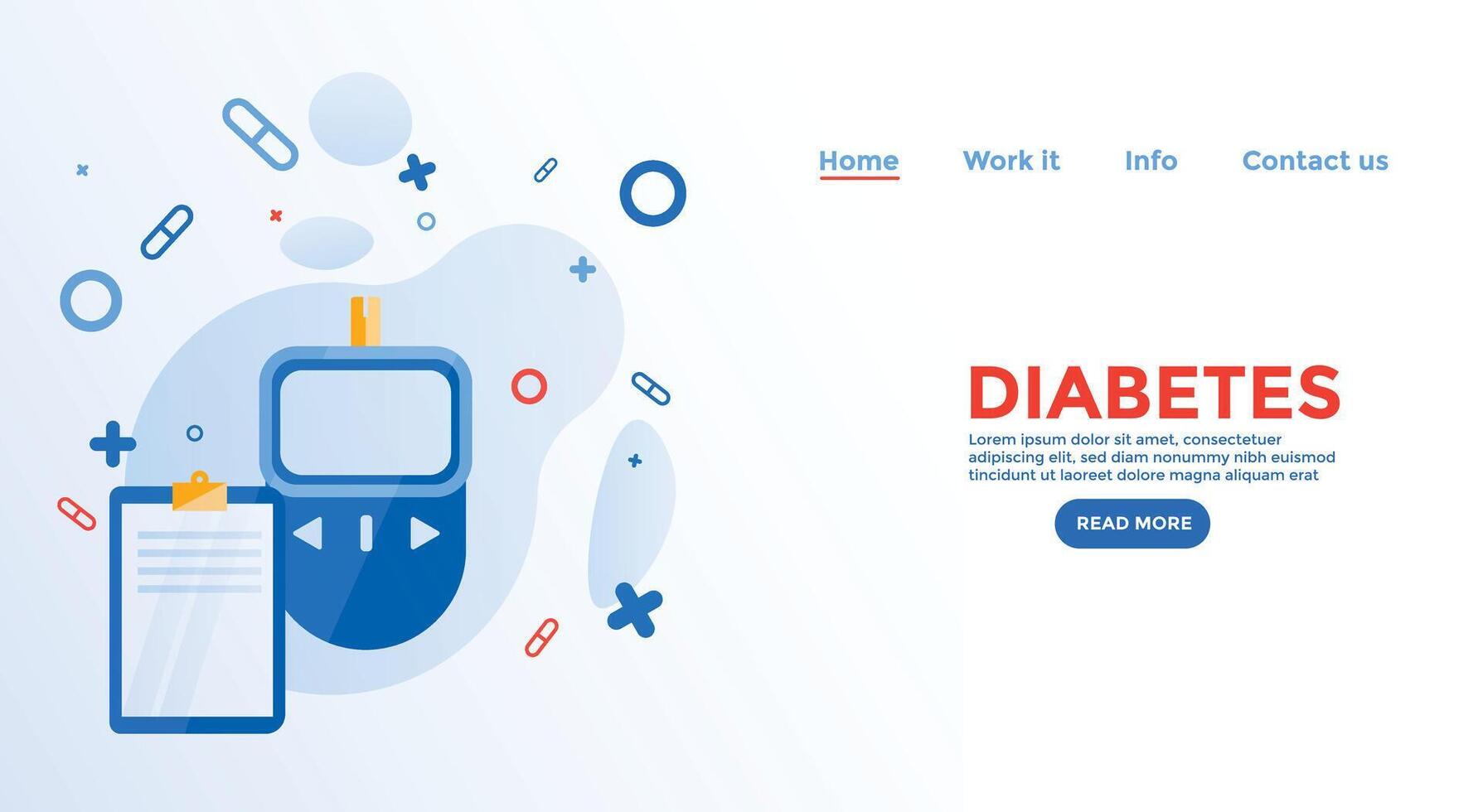 Vektor eben Illustration ein Webseite Vorlagen Konzept Diabetes.