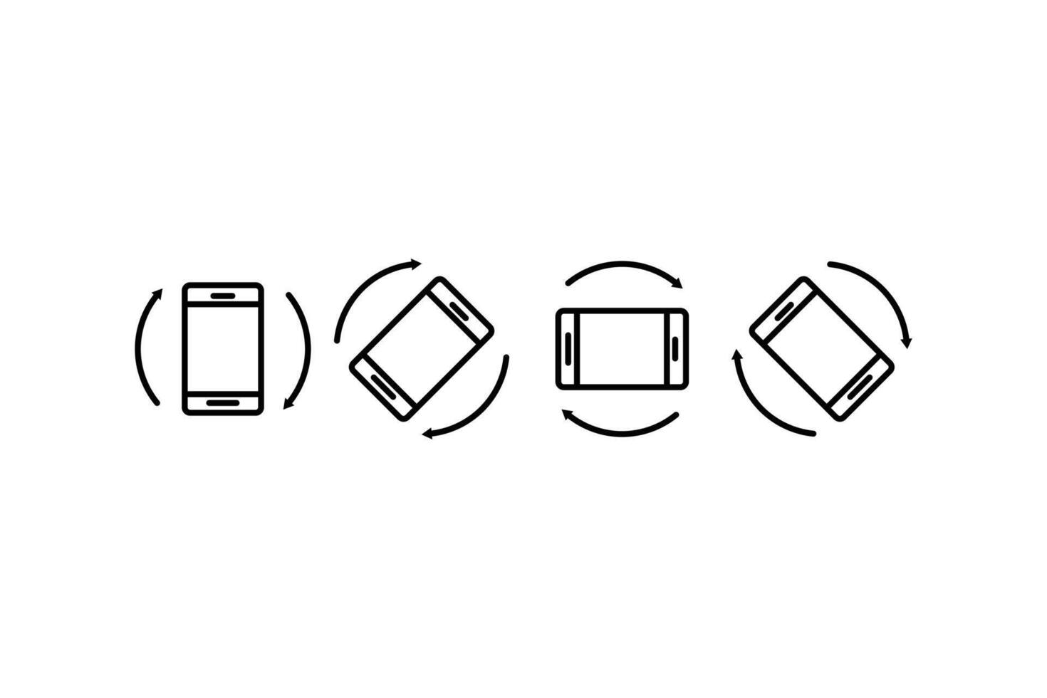 rotera mobil telefon ikon uppsättning översikt stil vektor design mall