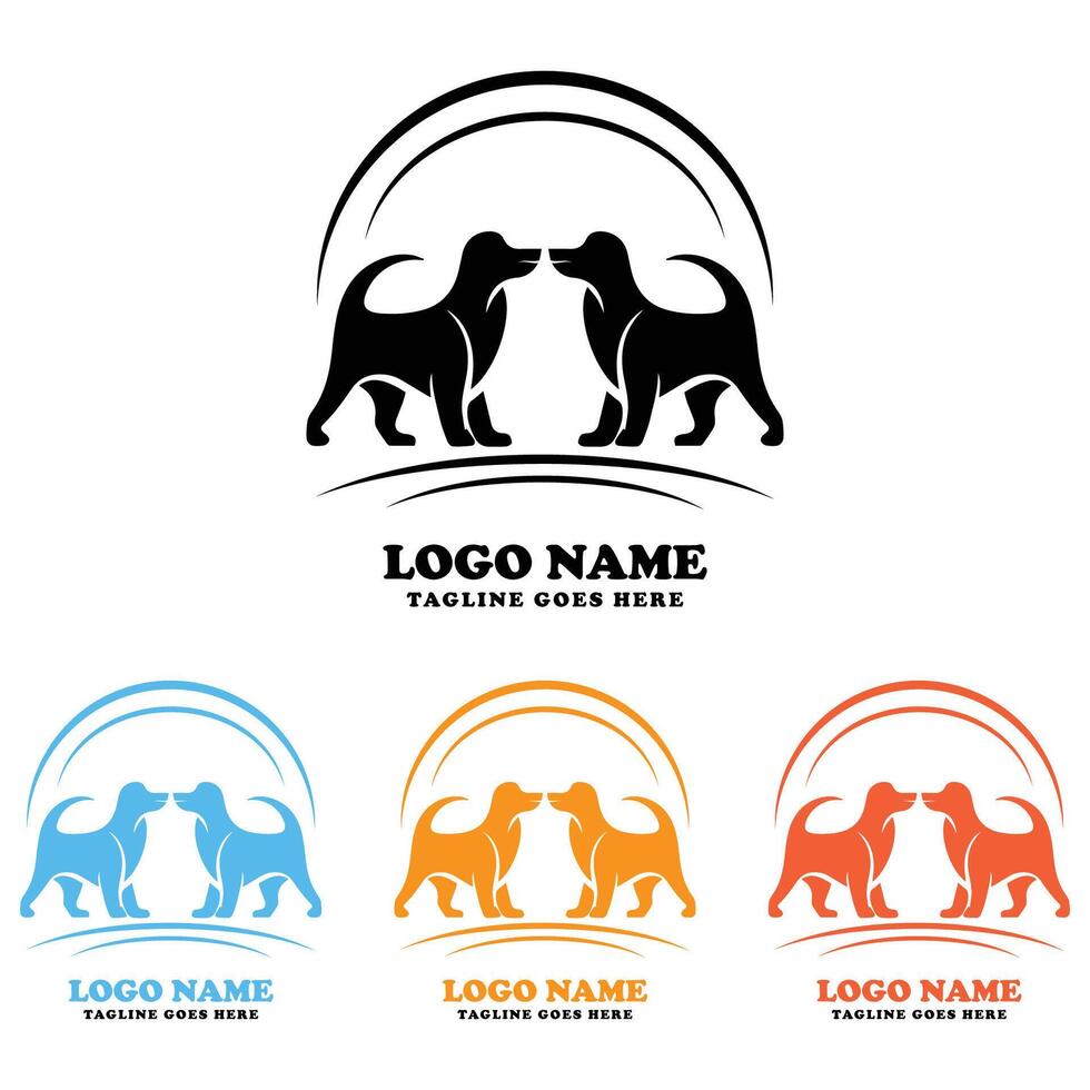 hund logotyp design mall med flera olika Färg variationer vektor