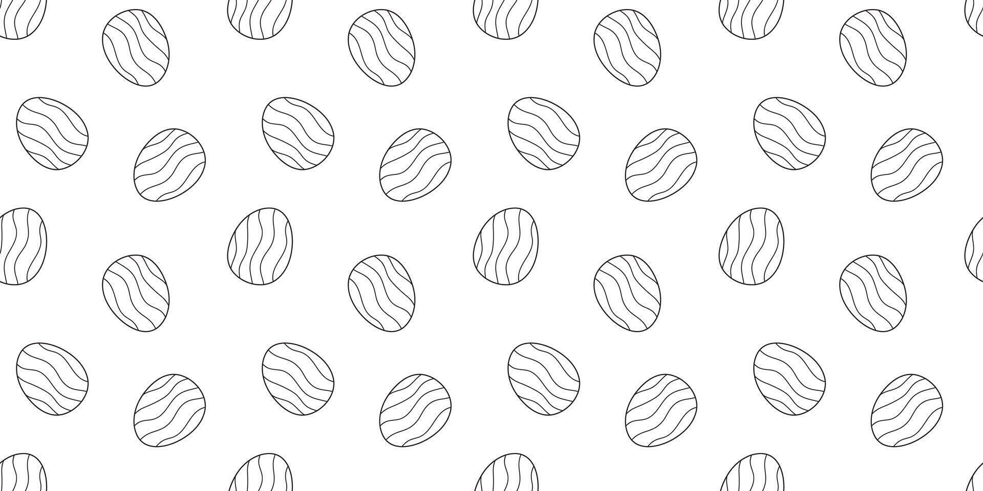 traditionell svart konturerad påsk ägg sömlös klotter mönster isolerat på vit bakgrund. enkel svartvit hand dragen översikt illustration. perfekt för tapet eller tyg vektor