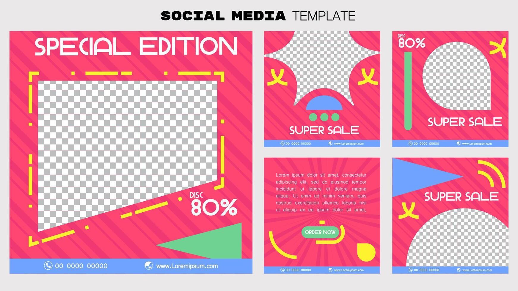 social media posta baner element försäljning befordran reklam. illustration vektor. modern och färgrik Färg design stil. vektor