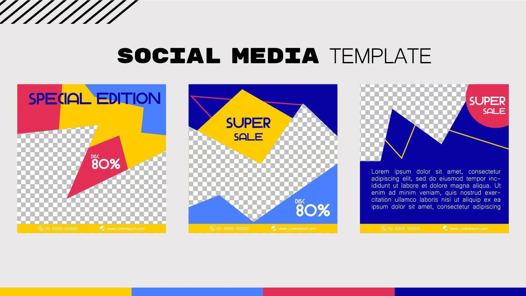 geometrisch Sozial Medien Vorlage Design spielerisch Farbe. Vektor Illustration. das Konzept von ein Hintergrund Banner Werbung.