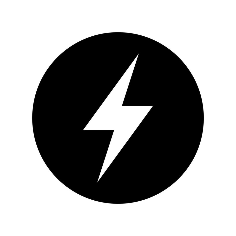 Blitz, elektrisch Leistung Vektor Symbol. Energie und Donner Elektrizität Symbol. Blitz Bolzen Zeichen im das Kreis.