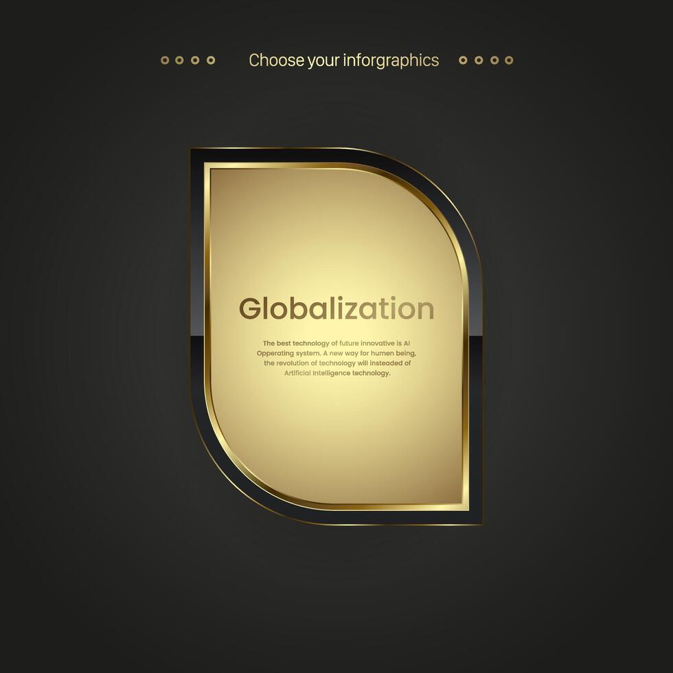 ein Prämie Taste Infografik, golden Symbol auf dunkel Gradient Hintergrund, ein Gold Prämie Etikett, golden Name Platte. Vektor Illustration