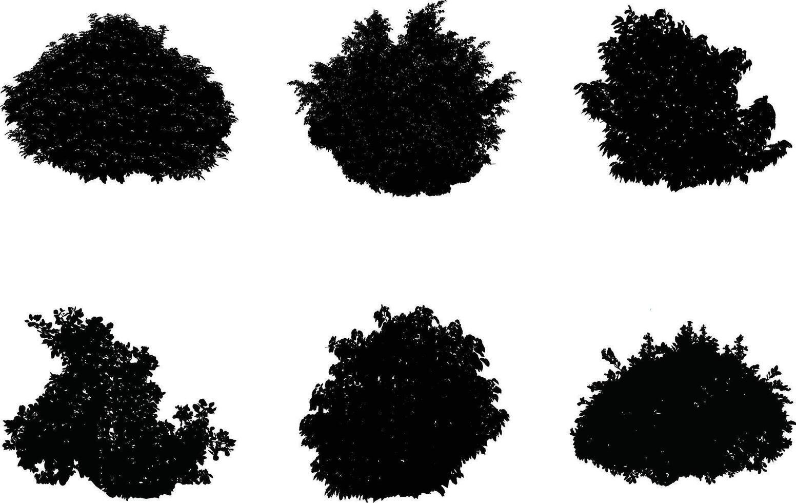 en vektor samling av buske silhuetter för konstverk kompositioner och bakgrunder