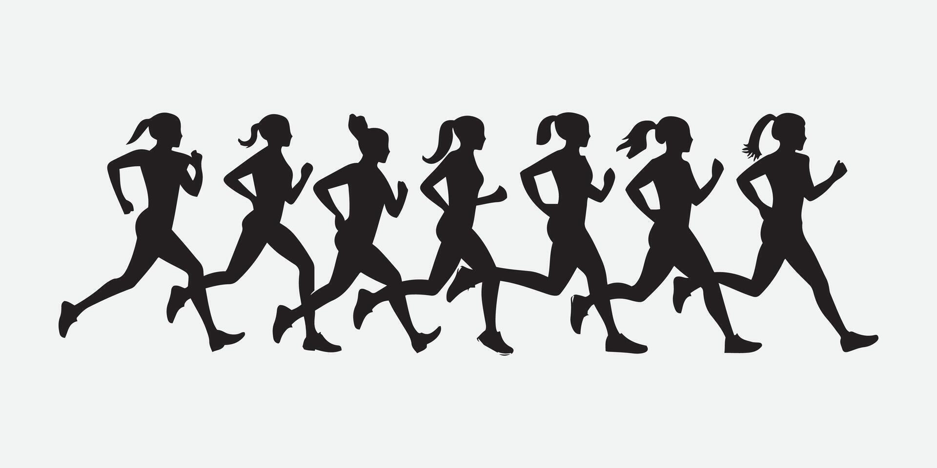 ung idrottare springa en maraton. isolerat silhuetter på vit bakgrund vektor