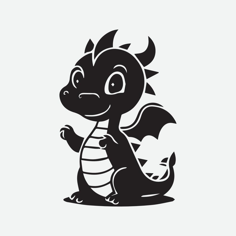süß wenig Dinosaurier Silhouette Symbol im schwarz Farbe Vektor Vorlage