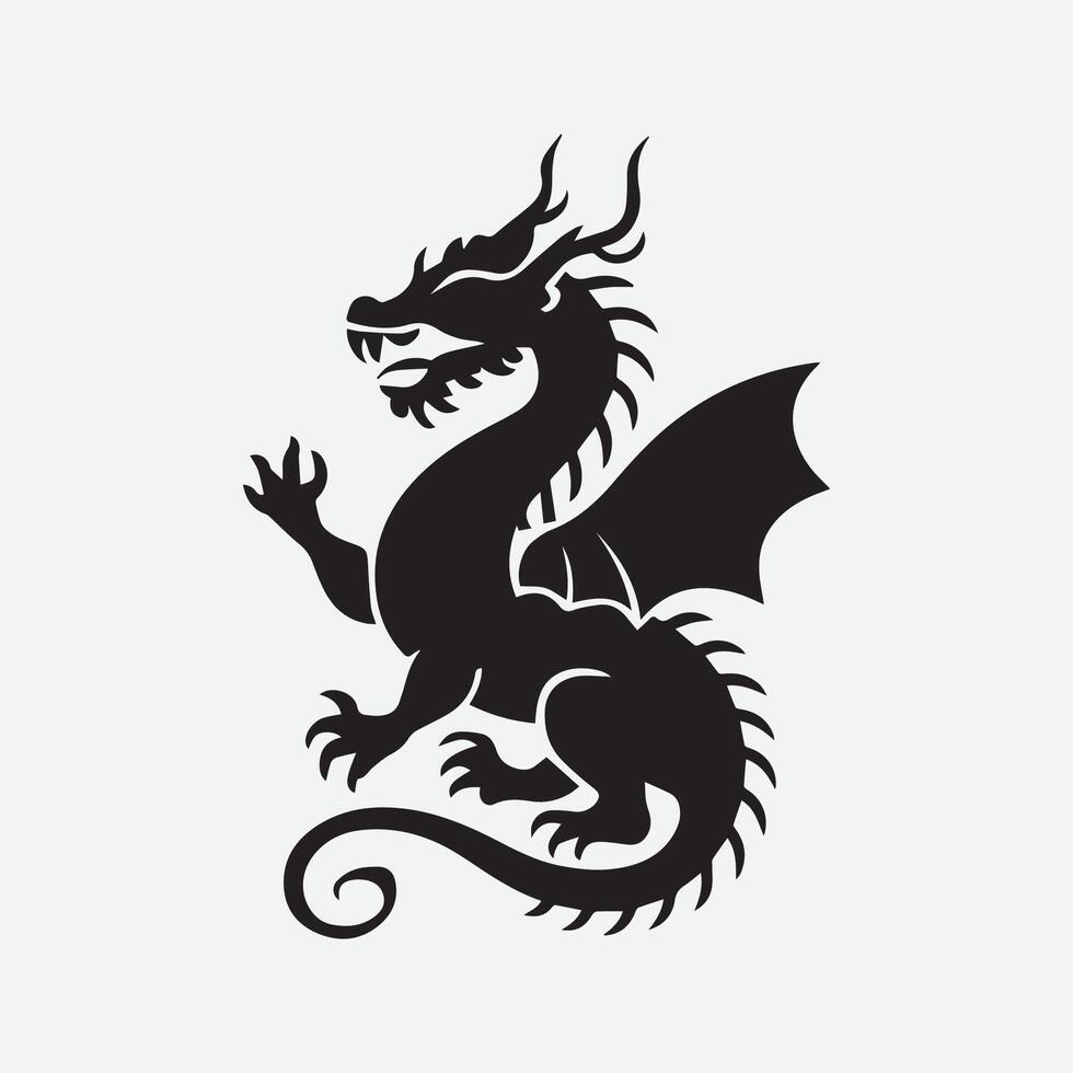 drake fantastisk silhuett symbol mytologi fantasi vektor konst illustration