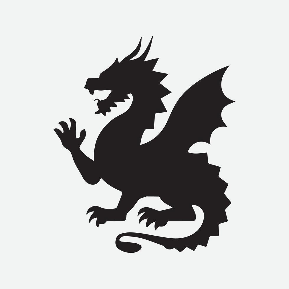 drake fantastisk silhuett symbol mytologi fantasi vektor konst illustration