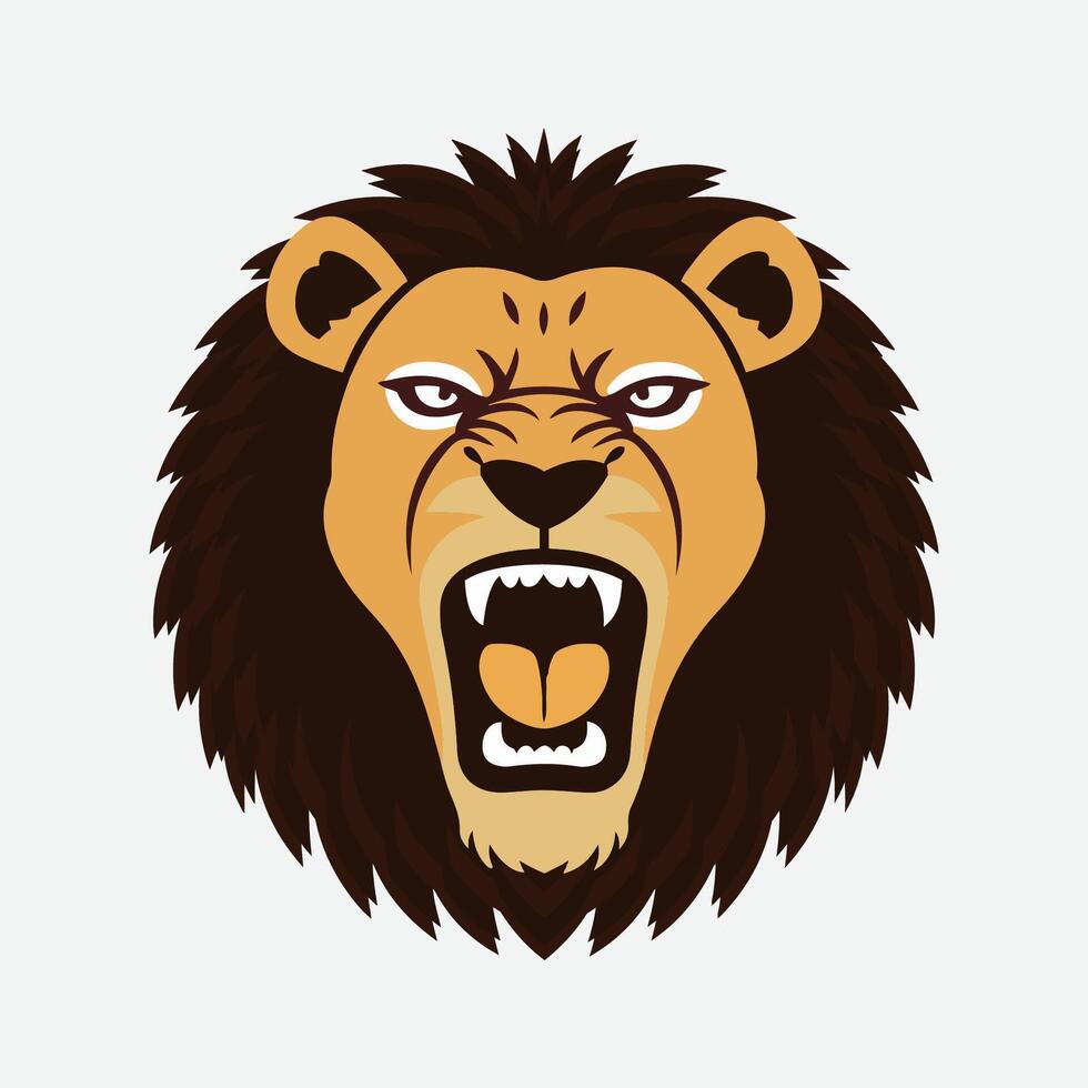 lejon huvud rytande arg lejon ansikte emblem logotyp vektor konst illustration