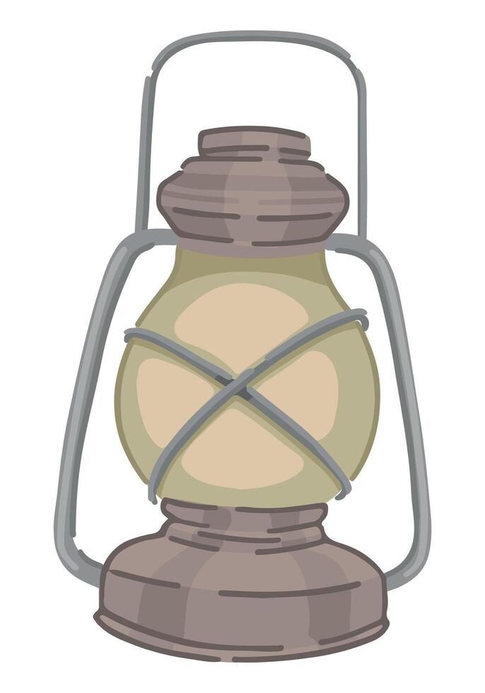 fotogen lykta klotter. ClipArt av bärbar lampa, läger Utrustning. tecknad serie vektor illustration isolerat på vit.