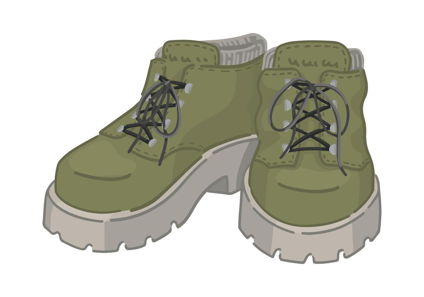 Trekking Schuhe Gekritzel. Clip Art von Karikatur Stil Wandern Stiefel. Vektor Illustration isoliert auf Weiß.