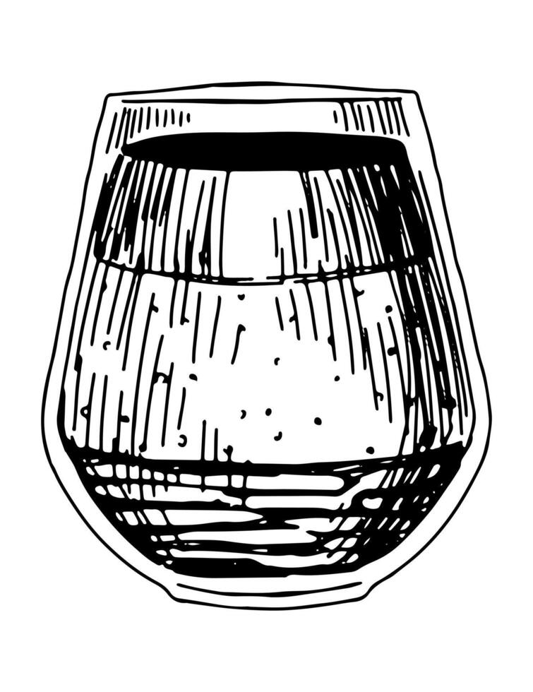 Tiramisu Dessert im Glas. Single Süss Essen skizzieren. Hand gezeichnet Vektor Illustration im retro Stil. Gliederung Clip Art isoliert auf Weiß Hintergrund.