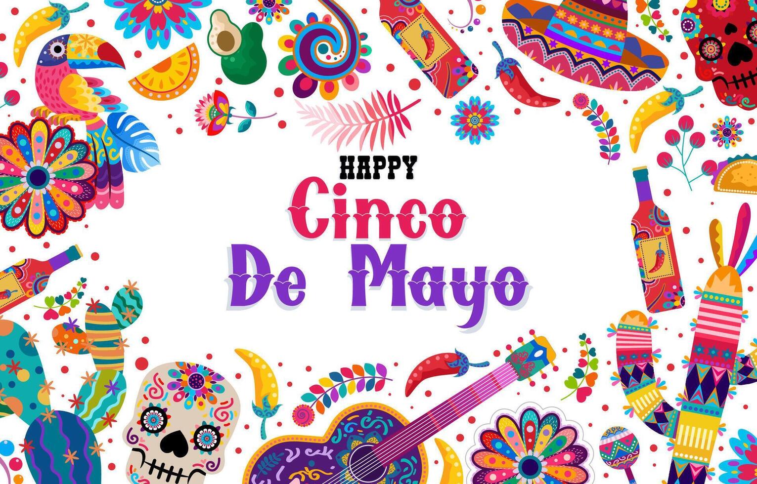 glücklich cinco de Mayo Banner mit bunt Mexikaner Ornament. fest, Urlaub Poster, Party Flyer, Gruß Karte vektor