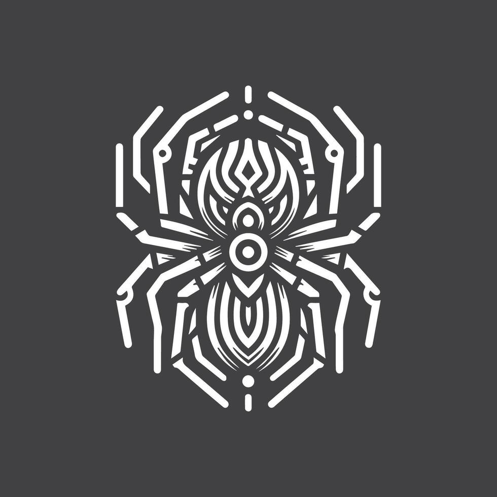 Spindel logotyp svartvit i svart och vit vektor