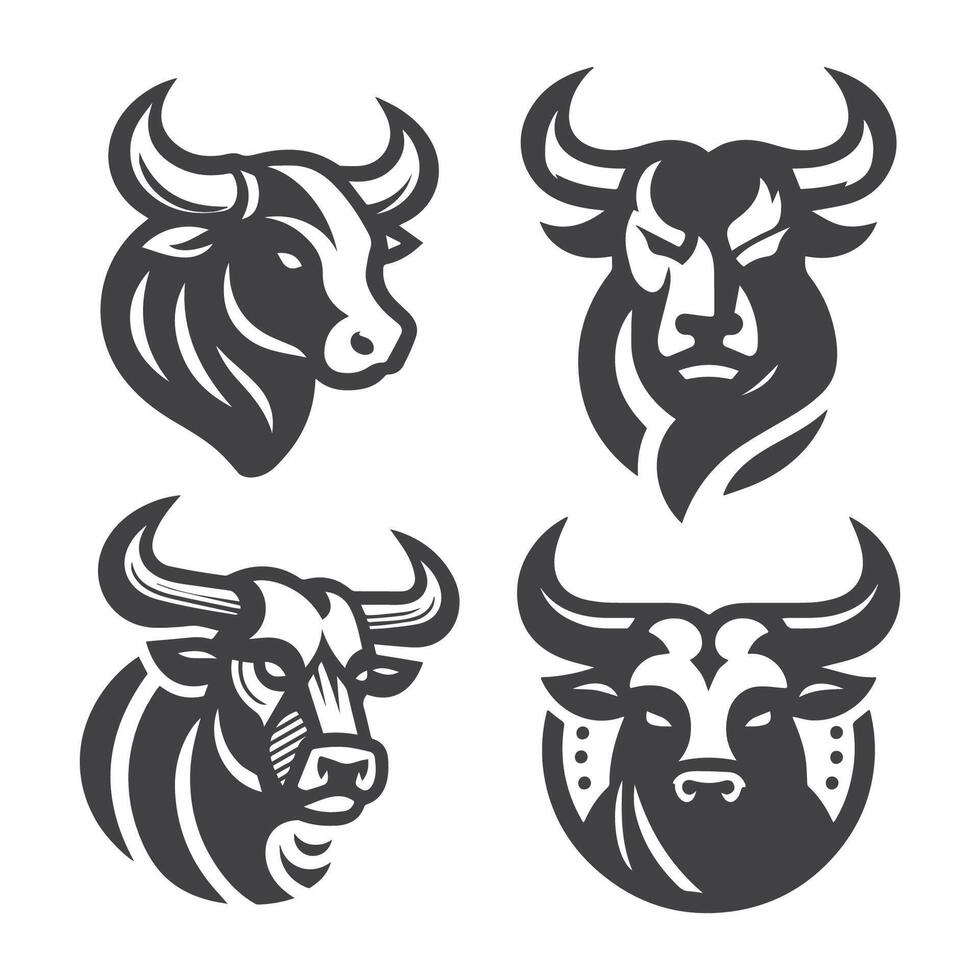 Stier Kopf Logo Monokrom Design vektor