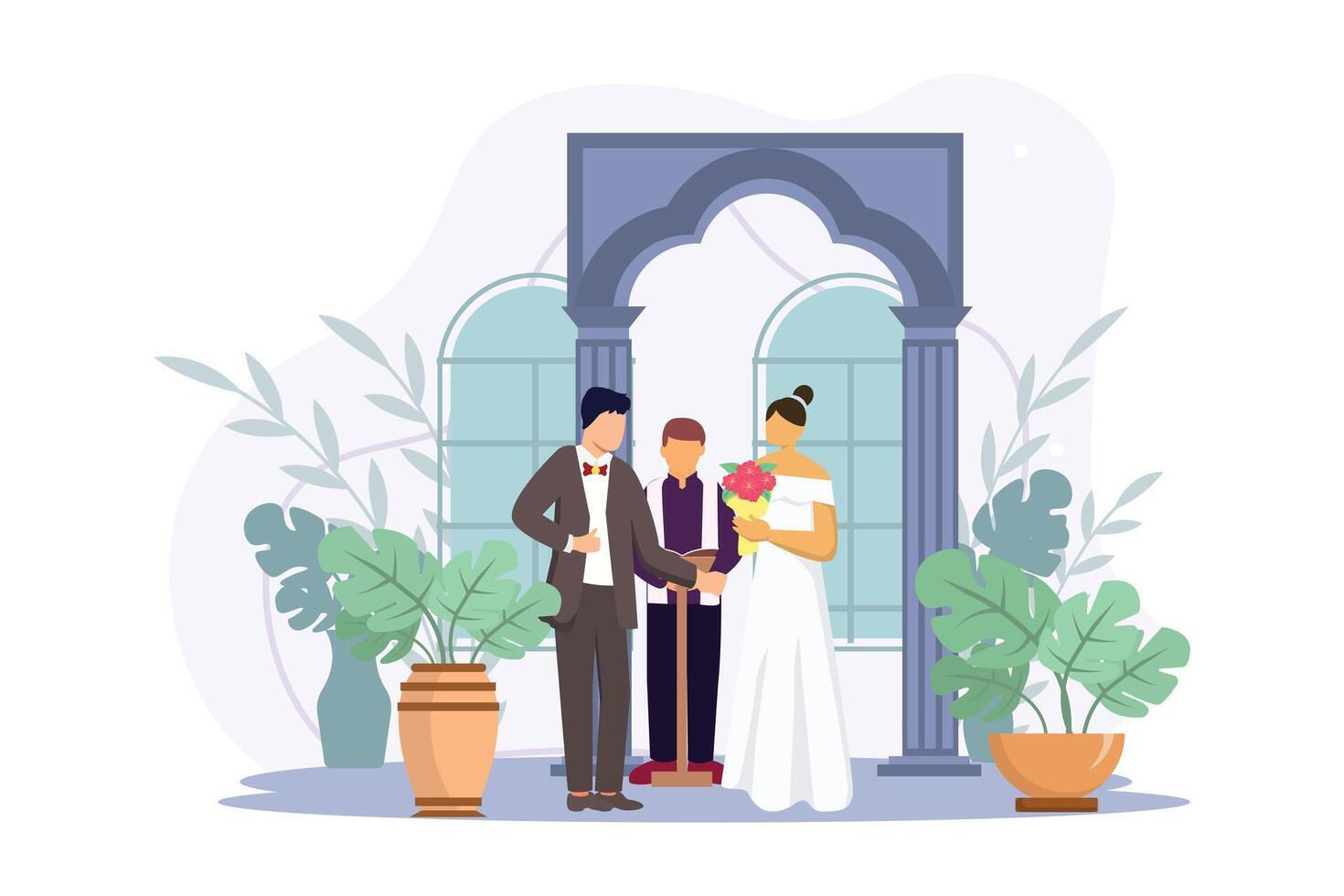 bröllop par platt illustration design vektor