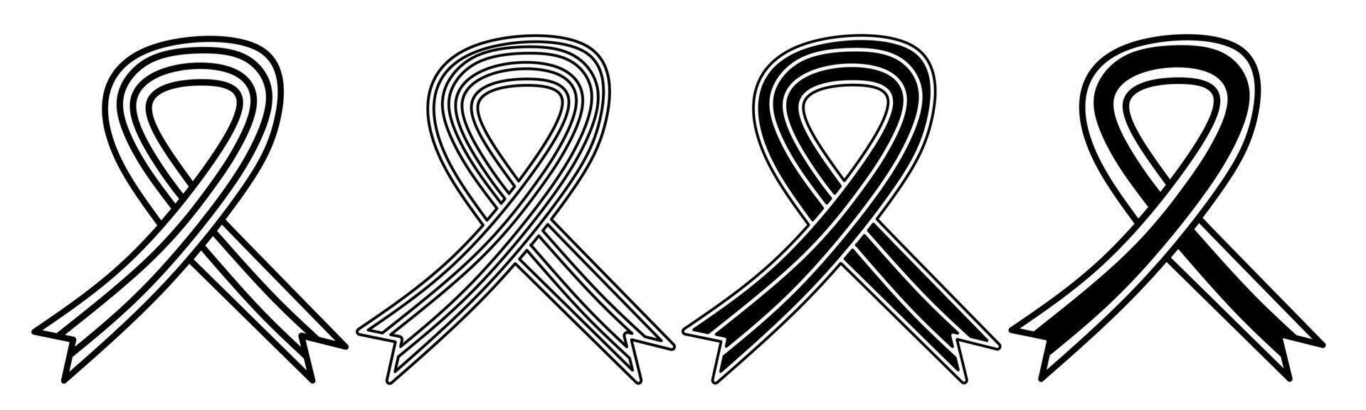 schwarz und Weiß Illustration von ein Schleife. Band Symbol Sammlung mit Linie. Lager Vektor Illustration.