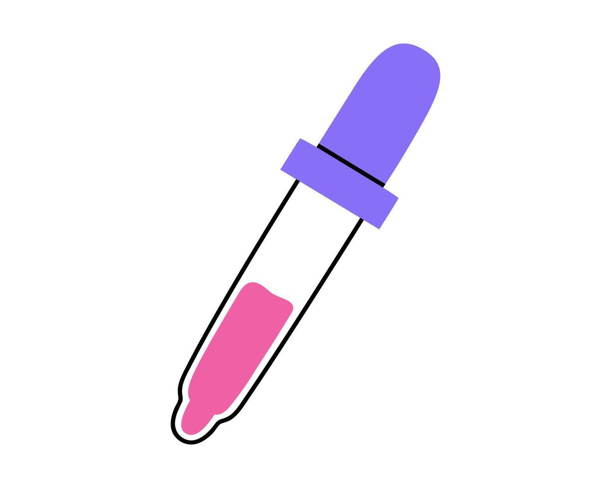 Hand gezeichnet süß Illustration von Pipette. Farbe wählen Werkzeug. eben Vektor Schreibwaren Zeichnung Instrument im farbig Gekritzel Stil. Gemälde Aufkleber, Symbol oder drucken. zurück zu Schule. isoliert auf Weiß.