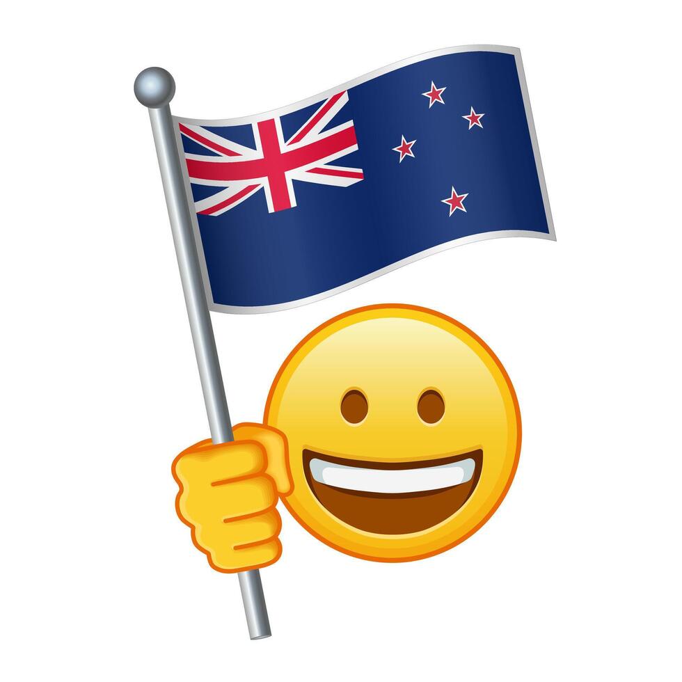 Emoji mit Neu Neuseeland Flagge groß Größe von Gelb Emoji Lächeln vektor