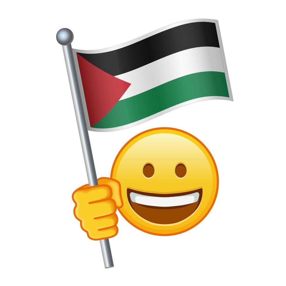 Emoji mit Palästina Flagge groß Größe von Gelb Emoji Lächeln vektor