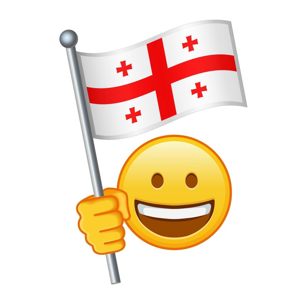 Emoji mit Georgia Flagge groß Größe von Gelb Emoji Lächeln vektor