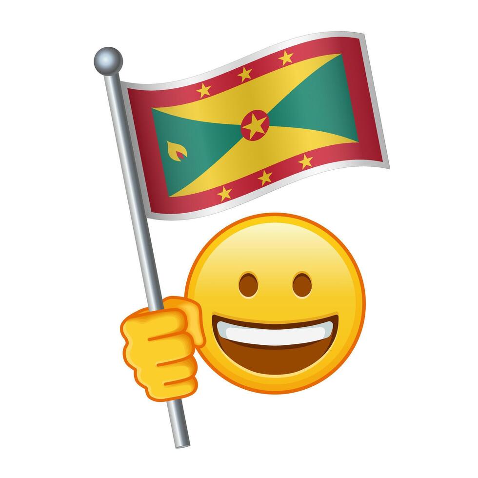 emoji med grenada flagga stor storlek av gul emoji leende vektor