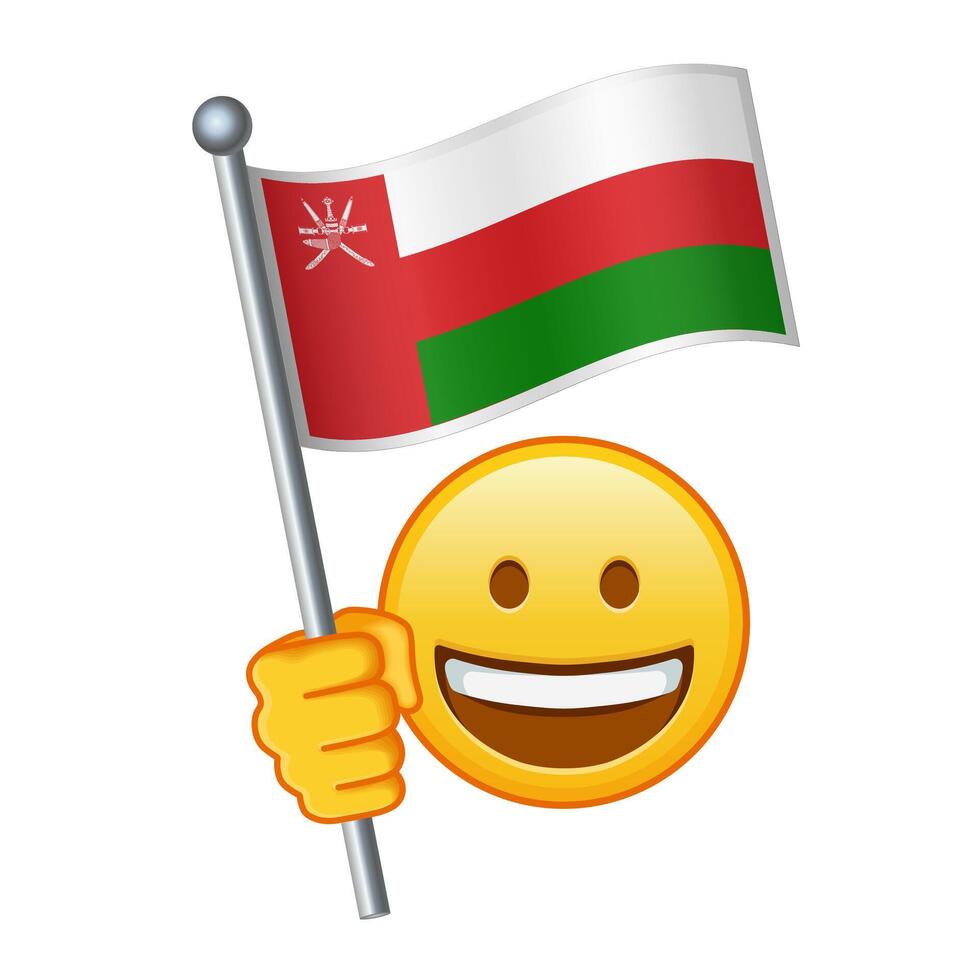 emoji med oman flagga stor storlek av gul emoji leende vektor