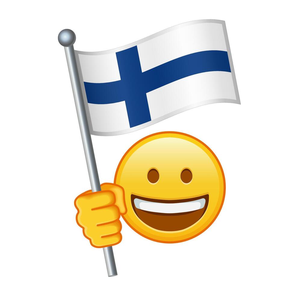 emoji med finland flagga stor storlek av gul emoji leende vektor