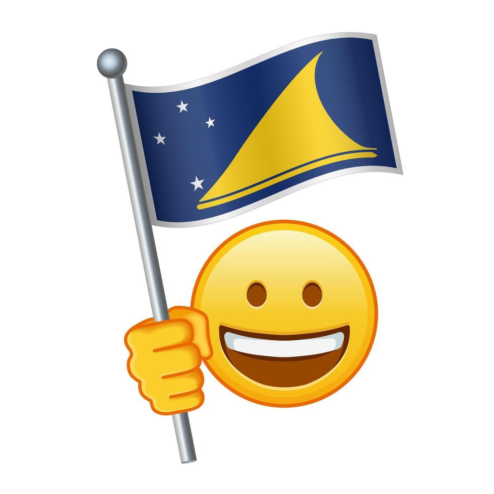 emoji med tokelau flagga stor storlek av gul emoji leende vektor