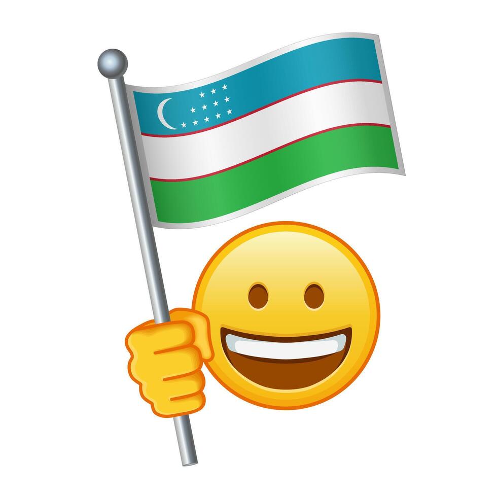 emoji med uzbekistan flagga stor storlek av gul emoji leende vektor
