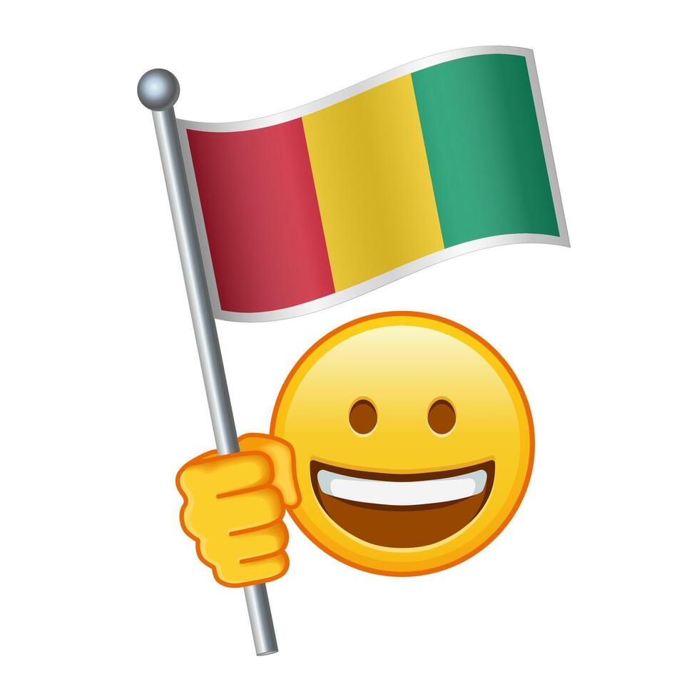 emoji med guinea flagga stor storlek av gul emoji leende vektor