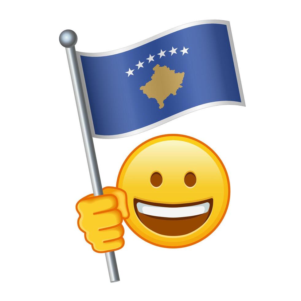 emoji med kosovo flagga stor storlek av gul emoji leende vektor