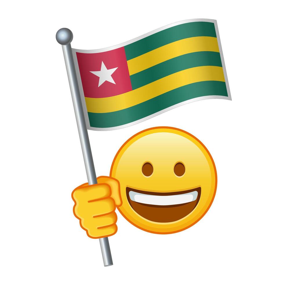 emoji med Togo flagga stor storlek av gul emoji leende vektor