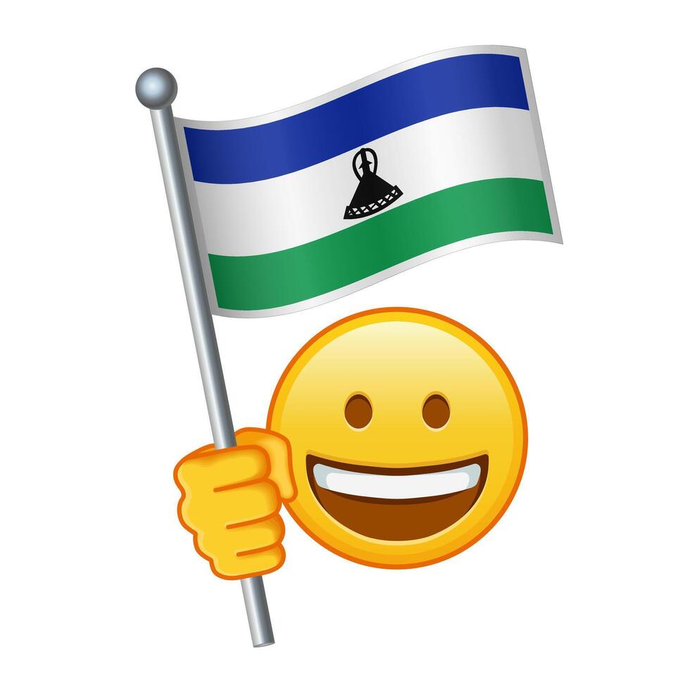 Emoji mit Lesotho Flagge groß Größe von Gelb Emoji Lächeln vektor