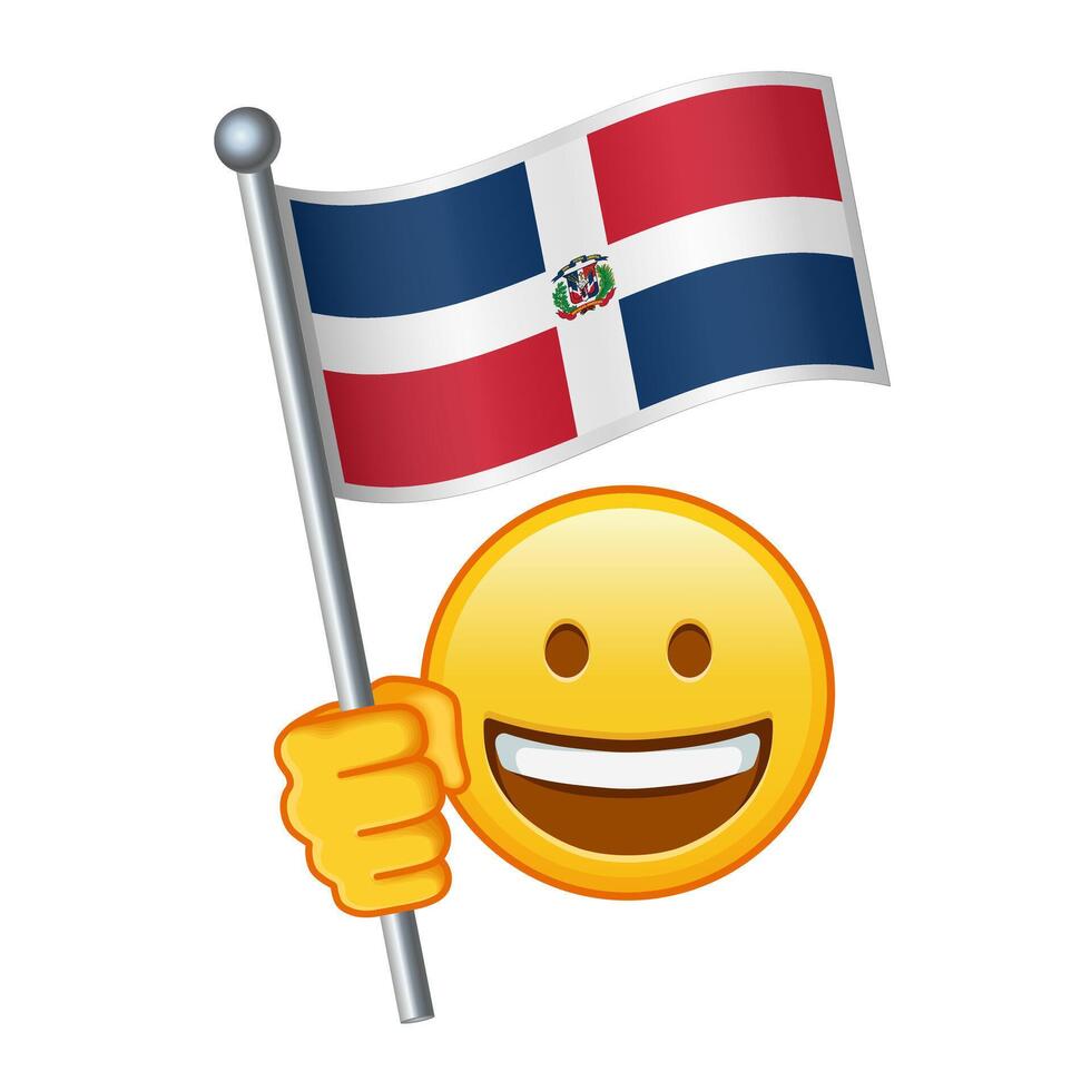 Emoji mit dominikanisch Republik Flagge groß Größe von Gelb Emoji Lächeln vektor