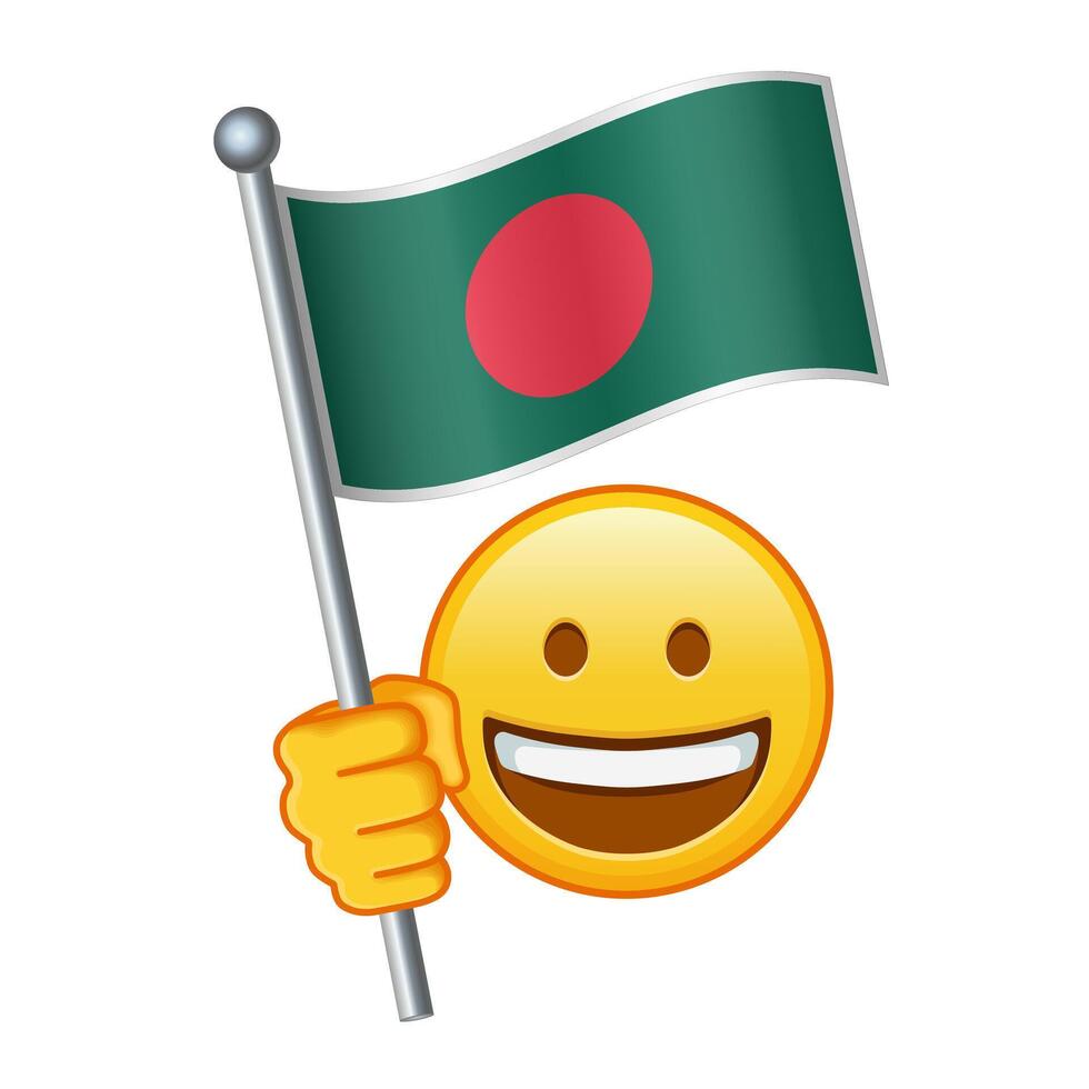 emoji med bangladesh flagga stor storlek av gul emoji leende vektor