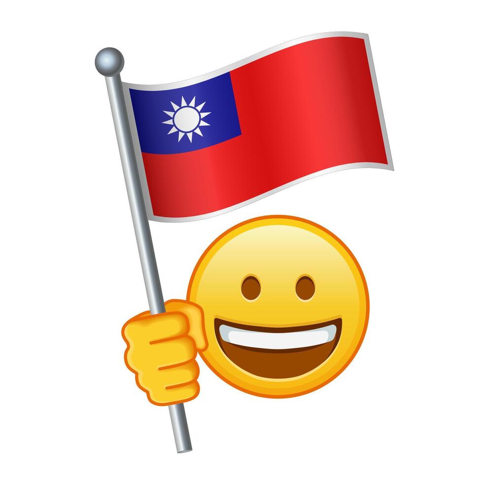 Emoji mit Taiwan Flagge groß Größe von Gelb Emoji Lächeln vektor