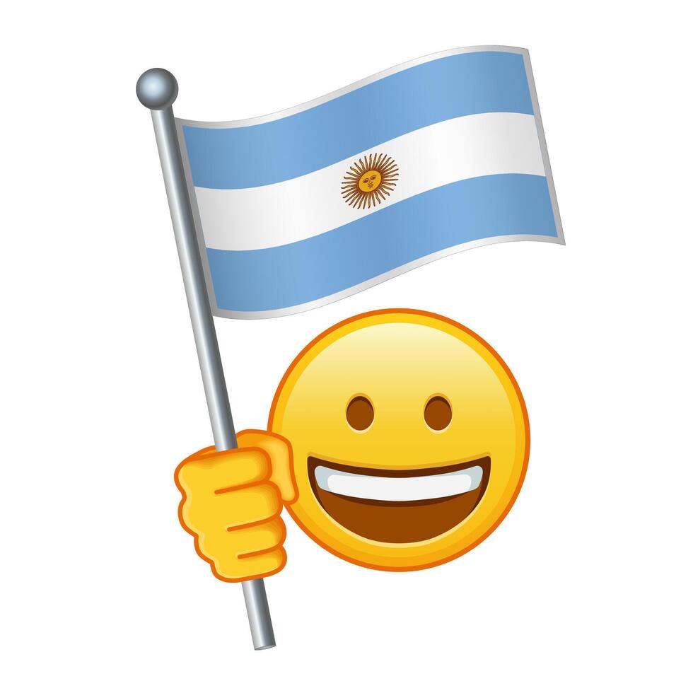 emoji med argentina flagga stor storlek av gul emoji leende vektor