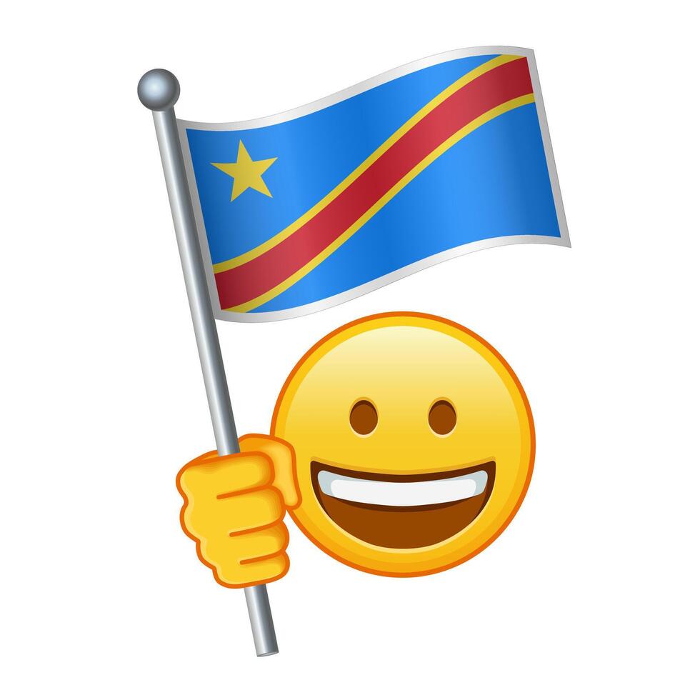 Emoji mit demokratisch Republik von das Kongo Flagge groß Größe von Gelb Emoji Lächeln vektor