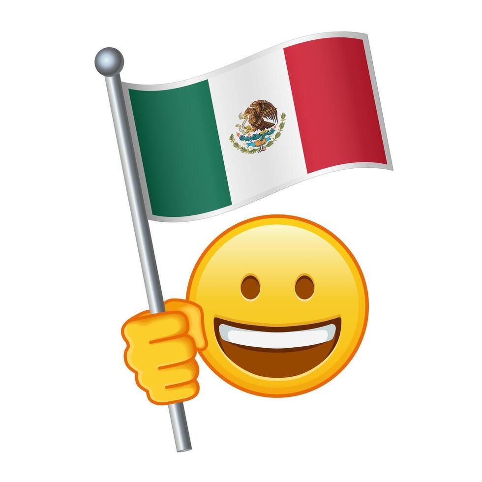 emoji med mexico flagga stor storlek av gul emoji leende vektor