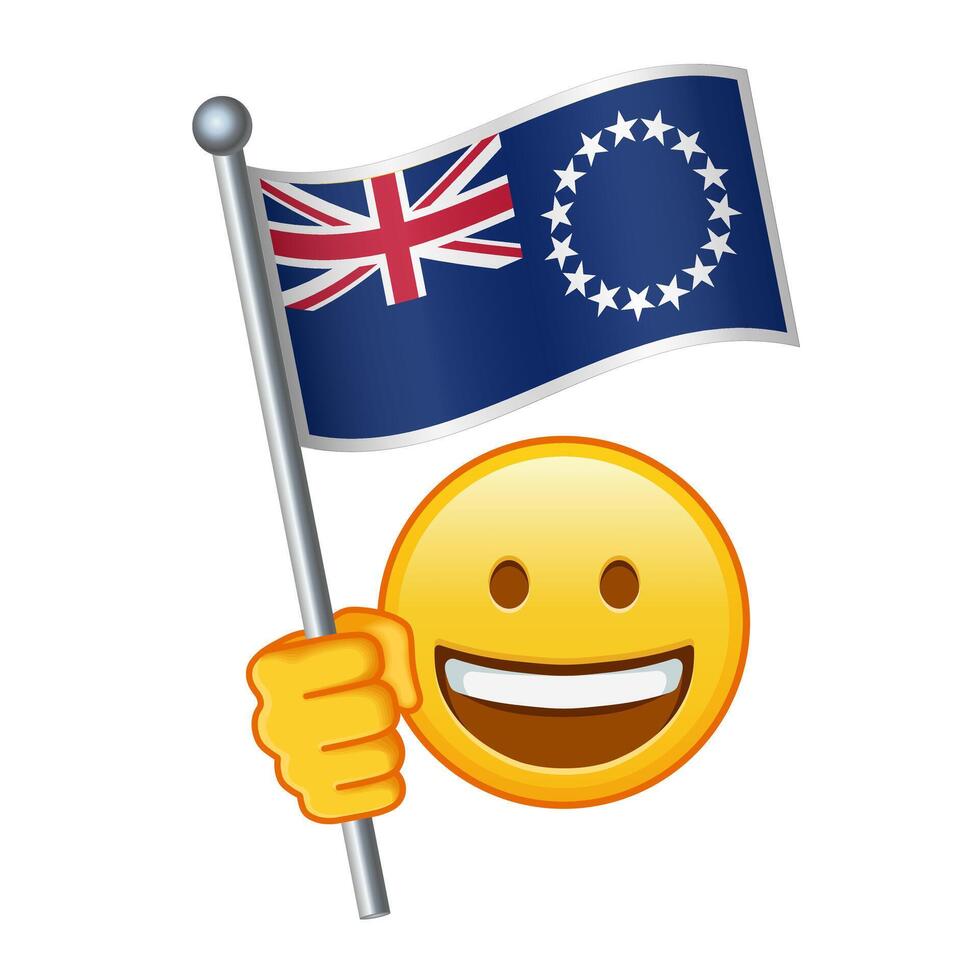 Emoji mit Koch Inseln Flagge groß Größe von Gelb Emoji Lächeln vektor