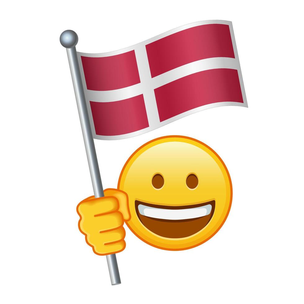 Emoji mit Dänemark Flagge groß Größe von Gelb Emoji Lächeln vektor